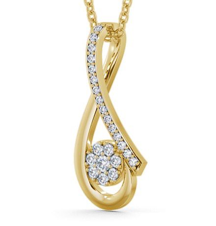 Drop Round Diamond 0.25ct Cluster Pendant 9K Yellow Gold PNT40_YG_THUMB1