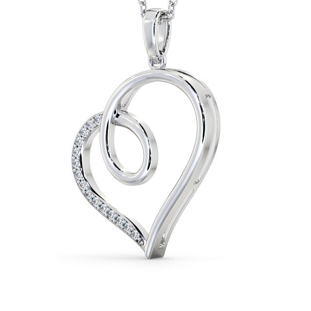 Heart Round Diamond 0.15ct Pendant 18K White Gold - Lismore | Angelic ...