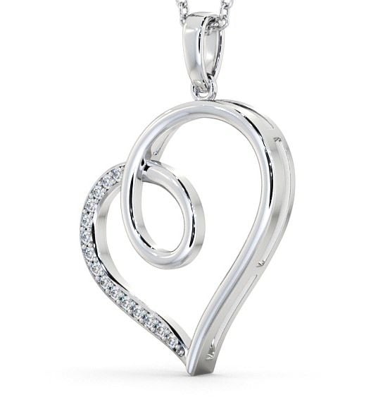 Heart Round Diamond 0.15ct Pendant 9K White Gold PNT43_WG_THUMB1 