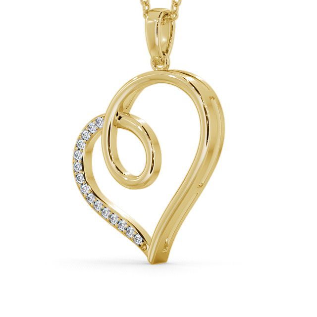 Heart Round Diamond 0.15ct Pendant 18K Yellow Gold - Lismore PNT43_YG_SIDE