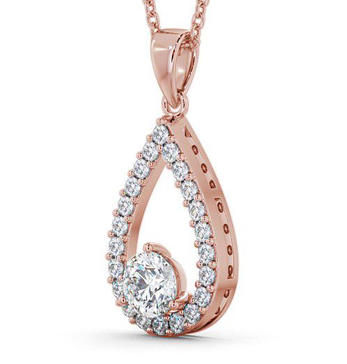 Drop Round Diamond Pear Design Pendant 9K Rose Gold PNT44_RG_THUMB1