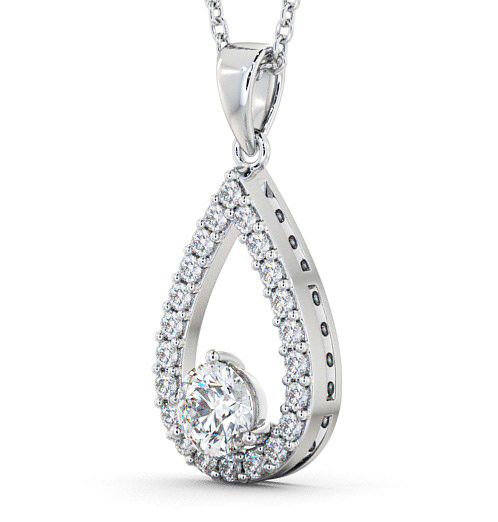 Drop Round Diamond Pear Design Pendant 9K White Gold PNT44_WG_THUMB1