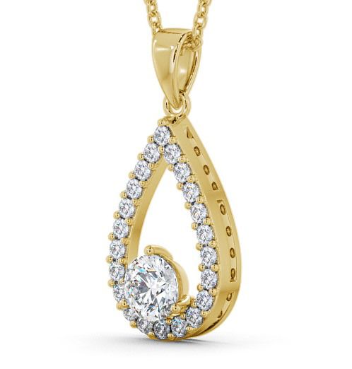 Drop Round Diamond Pear Design Pendant 18K Yellow Gold PNT44_YG_THUMB1 