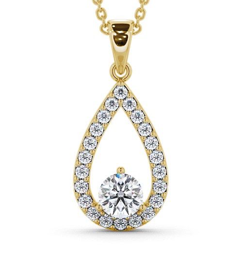 Drop Round Diamond Pear Design Pendant 9K Yellow Gold PNT44_YG_THUMB2 