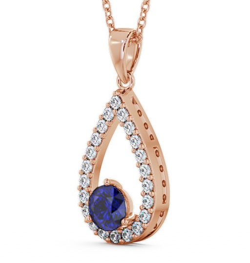 Drop Style Blue Sapphire and Diamond 1.49ct Pendant 18K Rose Gold PNT44GEM_RG_BS_THUMB1 