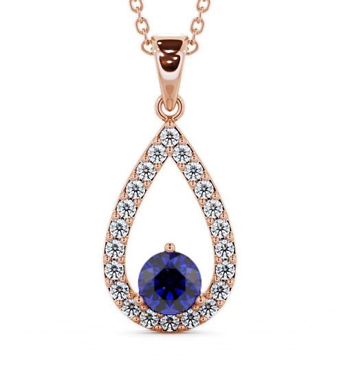  Drop Style Blue Sapphire and Diamond 1.49ct Pendant 18K Rose Gold - Claremount PNT44GEM_RG_BS_THUMB2 