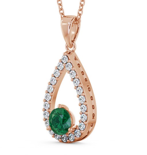 Drop Style Emerald and Diamond 1.24ct Pendant 18K Rose Gold PNT44GEM_RG_EM_THUMB1