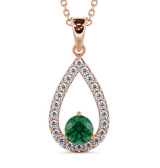  Drop Style Emerald and Diamond 1.24ct Pendant 18K Rose Gold - Claremount PNT44GEM_RG_EM_THUMB2 