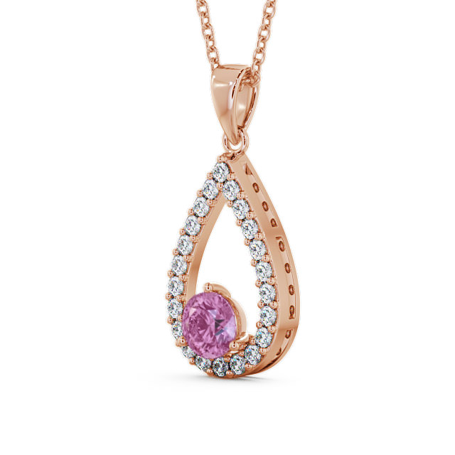 Drop Style Pink Sapphire and Diamond 1.49ct Pendant 18K Rose Gold - Claremount PNT44GEM_RG_PS_THUMB2