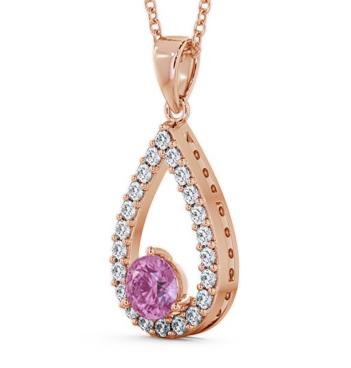 Drop Style Pink Sapphire and Diamond 1.49ct Pendant 9K Rose Gold PNT44GEM_RG_PS_THUMB1