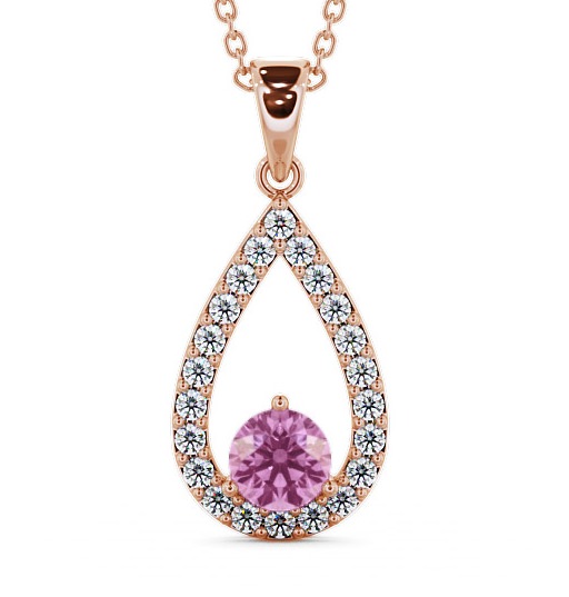  Drop Style Pink Sapphire and Diamond 1.49ct Pendant 18K Rose Gold - Claremount PNT44GEM_RG_PS_THUMB2 