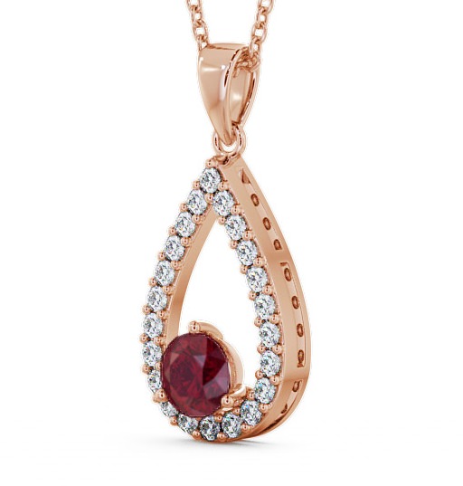 Drop Style Ruby and Diamond 1.49ct Pendant 9K Rose Gold PNT44GEM_RG_RU_THUMB1