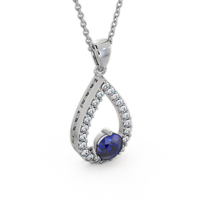 Drop Style Blue Sapphire and Diamond 1.49ct Pendant 9K White Gold - Claremount PNT44GEM_WG_BS_THUMB2