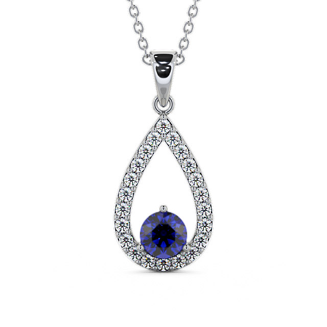 Drop Style Blue Sapphire and Diamond 1.49ct Pendant 9K White Gold - Claremount PNT44GEM_WG_BS_THUMB2
