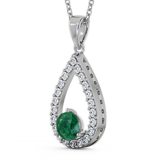 Drop Style Emerald and Diamond 1.24ct Pendant 18K White Gold PNT44GEM_WG_EM_THUMB1