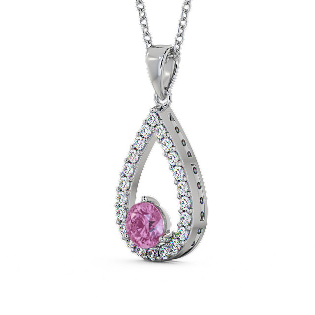 Drop Style Pink Sapphire and Diamond 1.49ct Pendant 9K White Gold - Claremount PNT44GEM_WG_PS_THUMB2