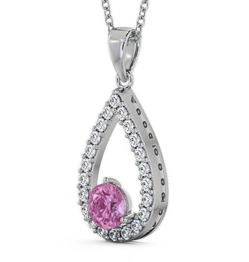 Drop Style Pink Sapphire and Diamond 1.49ct Pendant 18K White Gold PNT44GEM_WG_PS_THUMB1 