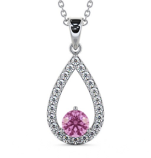 Drop Style Pink Sapphire and Diamond 1.49ct Pendant 18K White Gold PNT44GEM_WG_PS_THUMB2 