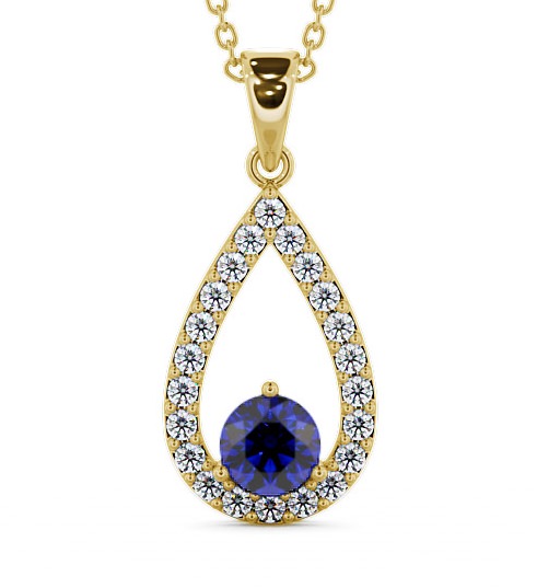  Drop Style Blue Sapphire and Diamond 1.49ct Pendant 9K Yellow Gold - Claremount PNT44GEM_YG_BS_THUMB2 