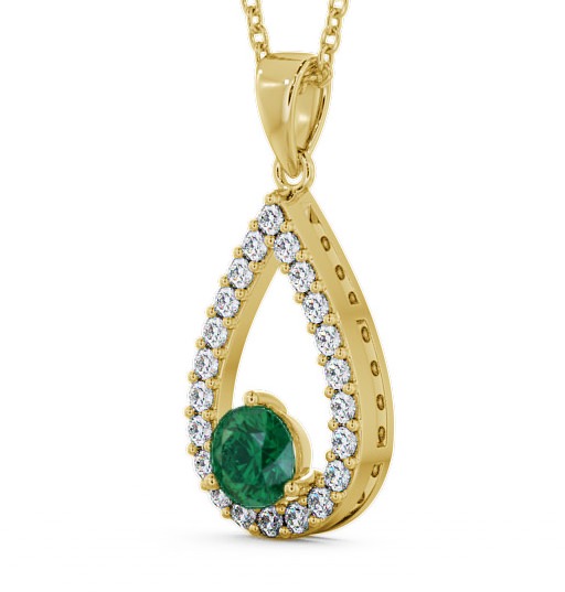 Drop Style Emerald and Diamond 1.24ct Pendant 18K Yellow Gold PNT44GEM_YG_EM_THUMB1