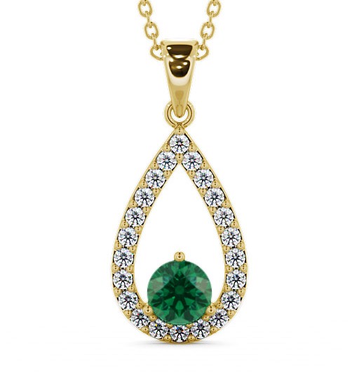  Drop Style Emerald and Diamond 1.24ct Pendant 18K Yellow Gold - Claremount PNT44GEM_YG_EM_THUMB2 
