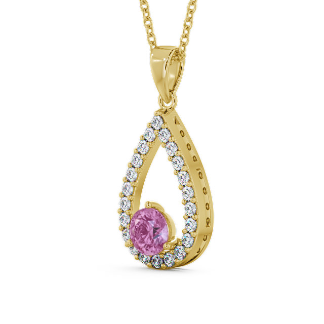Drop Style Pink Sapphire and Diamond 1.49ct Pendant 9K Yellow Gold - Claremount PNT44GEM_YG_PS_THUMB2