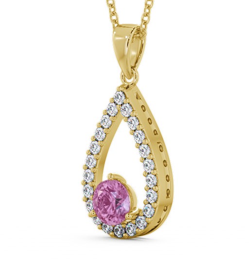 Drop Style Pink Sapphire and Diamond 1.49ct Pendant 9K Yellow Gold - Claremount PNT44GEM_YG_PS_THUMB1