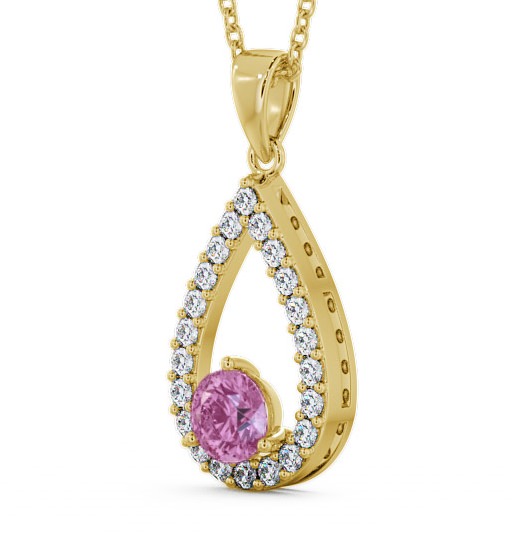 Drop Style Pink Sapphire and Diamond 1.49ct Pendant 18K Yellow Gold PNT44GEM_YG_PS_THUMB1