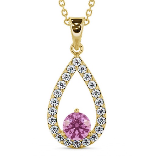 Drop Style Pink Sapphire and Diamond 1.49ct Pendant 9K Yellow Gold PNT44GEM_YG_PS_THUMB2 