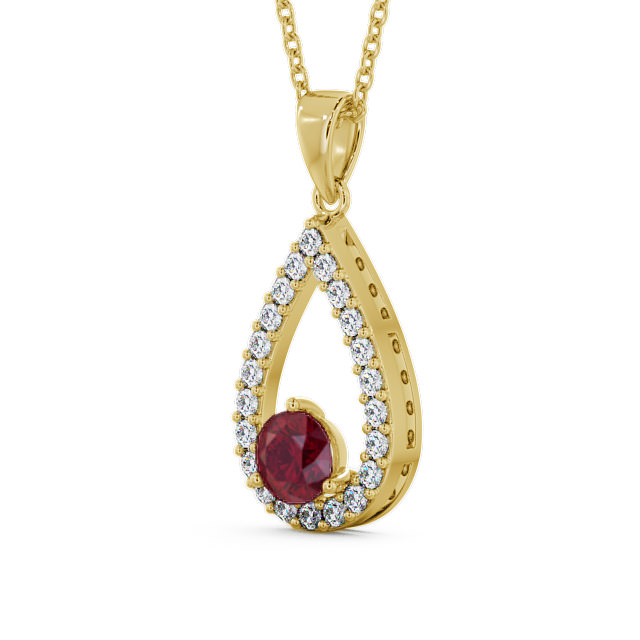 Drop Style Ruby and Diamond 1.49ct Pendant 18K Yellow Gold - Claremount PNT44GEM_YG_RU_THUMB2