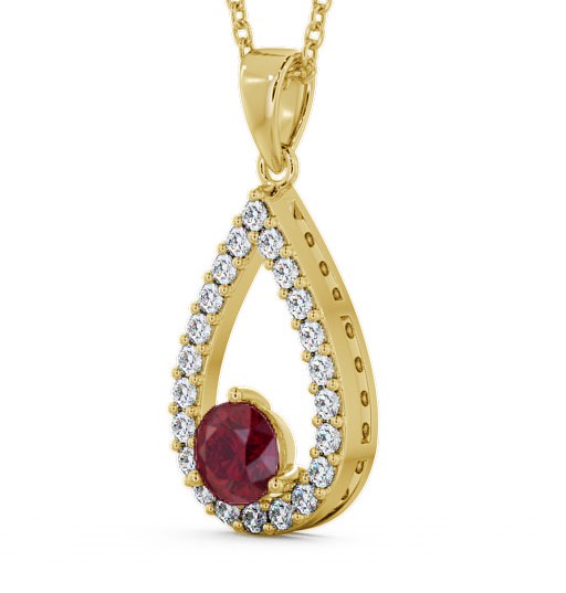 Drop Style Ruby and Diamond 1.49ct Pendant 9K Yellow Gold PNT44GEM_YG_RU_THUMB1