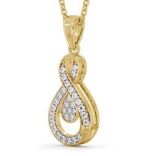 Drop Round Diamond 0.30ct Infinity Design Pendant 9K Yellow Gold PNT45_YG_THUMB1 