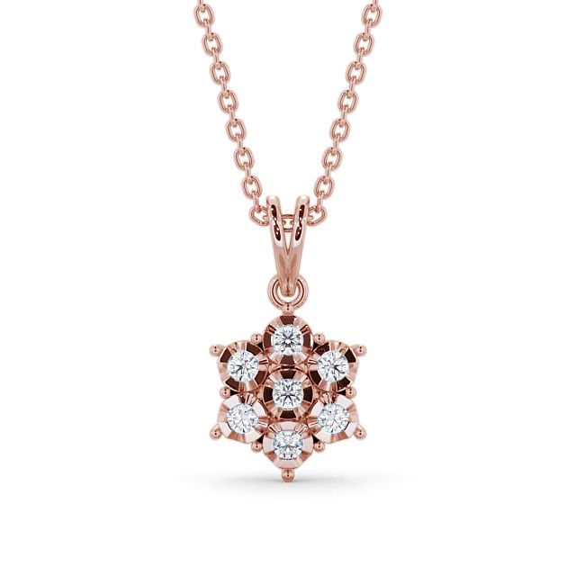 Cluster Round Diamond Pendant 9K Rose Gold - Meigh PNT46_RG_UP