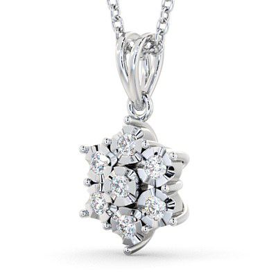 Cluster Round Diamond Illusion Design Pendant 9K White Gold PNT46_WG_THUMB1