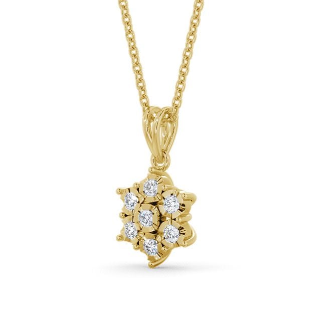 Cluster Round Diamond Pendant 9K Yellow Gold - Meigh PNT46_YG_SIDE