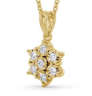 Cluster Round Diamond Illusion Design Pendant 9K Yellow Gold PNT46_YG_THUMB1