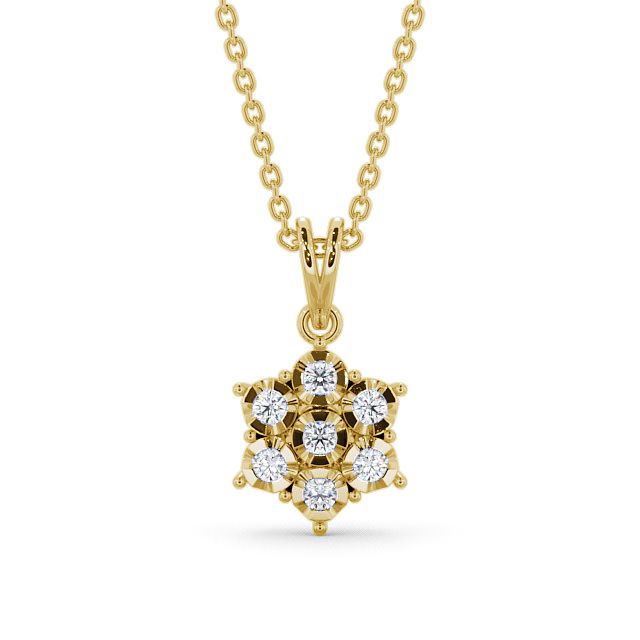 Cluster Round Diamond Pendant 9K Yellow Gold - Silian PNT46_YG_UP