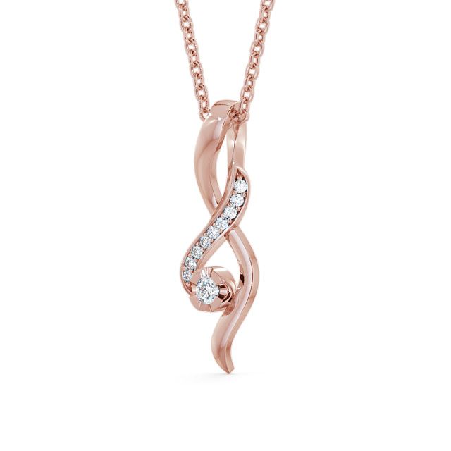 Drop Round Diamond 0.11ct Pendant 18K Rose Gold - Kinloch PNT47_RG_SIDE