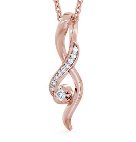 Drop Round Diamond 0.11ct Crossover Pendant 18K Rose Gold PNT47_RG_THUMB1 