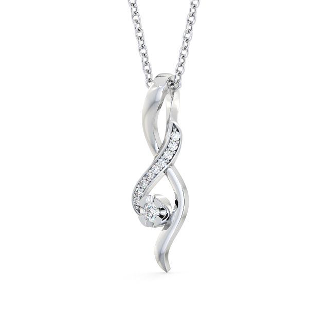 Drop Round Diamond 0.11ct Pendant 9K White Gold - Kinloch PNT47_WG_SIDE
