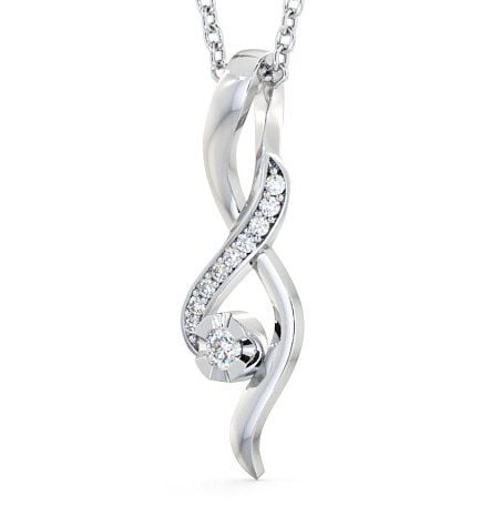 Drop Round Diamond 0.11ct Crossover Pendant 18K White Gold PNT47_WG_THUMB1 