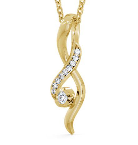 Drop Round Diamond 0.11ct Crossover Pendant 9K Yellow Gold PNT47_YG_THUMB1