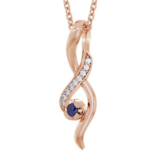 Drop Style Blue Sapphire and Diamond 0.14ct Pendant 18K Rose Gold PNT47GEM_RG_BS_THUMB1 