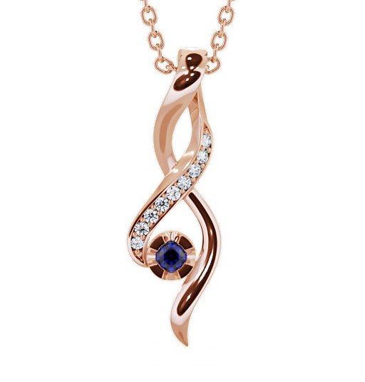  Drop Style Blue Sapphire and Diamond 0.14ct Pendant 9K Rose Gold - Kinloch PNT47GEM_RG_BS_THUMB2 