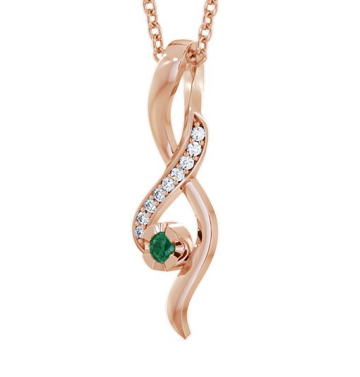 Drop Style Emerald and Diamond 0.12ct Pendant 18K Rose Gold PNT47GEM_RG_EM_THUMB1