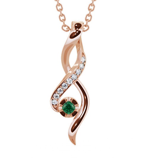  Drop Style Emerald and Diamond 0.12ct Pendant 9K Rose Gold - Kinloch PNT47GEM_RG_EM_THUMB2 