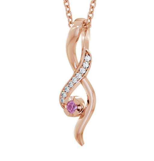 Drop Style Pink Sapphire and Diamond 0.14ct Pendant 9K Rose Gold PNT47GEM_RG_PS_THUMB1