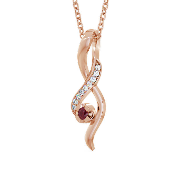 Drop Style Ruby and Diamond 0.14ct Pendant 18K Rose Gold - Kinloch