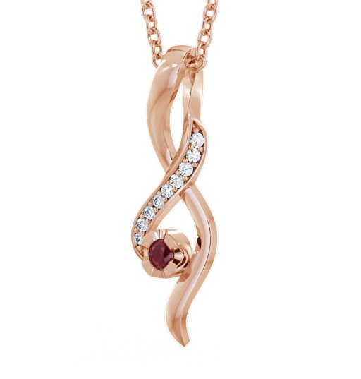 Drop Style Ruby and Diamond 0.14ct Pendant 18K Rose Gold PNT47GEM_RG_RU_THUMB1 