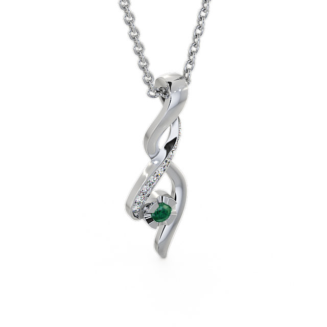 Drop Style Emerald and Diamond 0.12ct Pendant 9K White Gold - Kinloch PNT47GEM_WG_EM_THUMB2